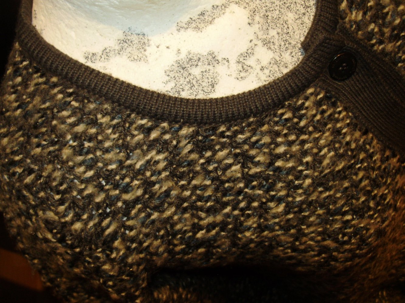 Sandwich Strickmantel warm grau meliert S