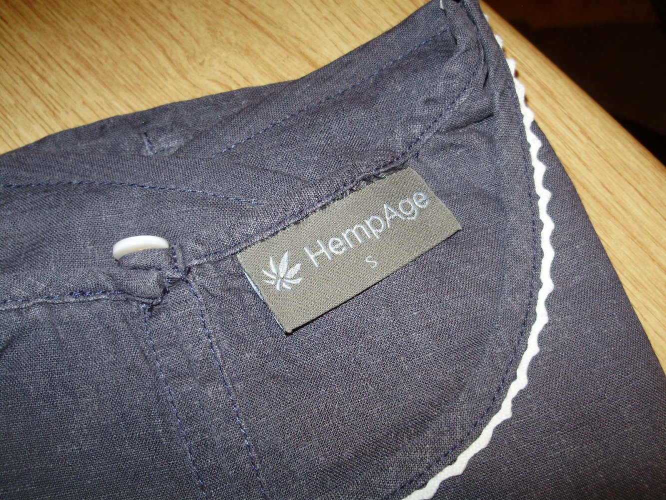 Hempage Bio Öko Oberteil dunkelblau Zackenlitze S