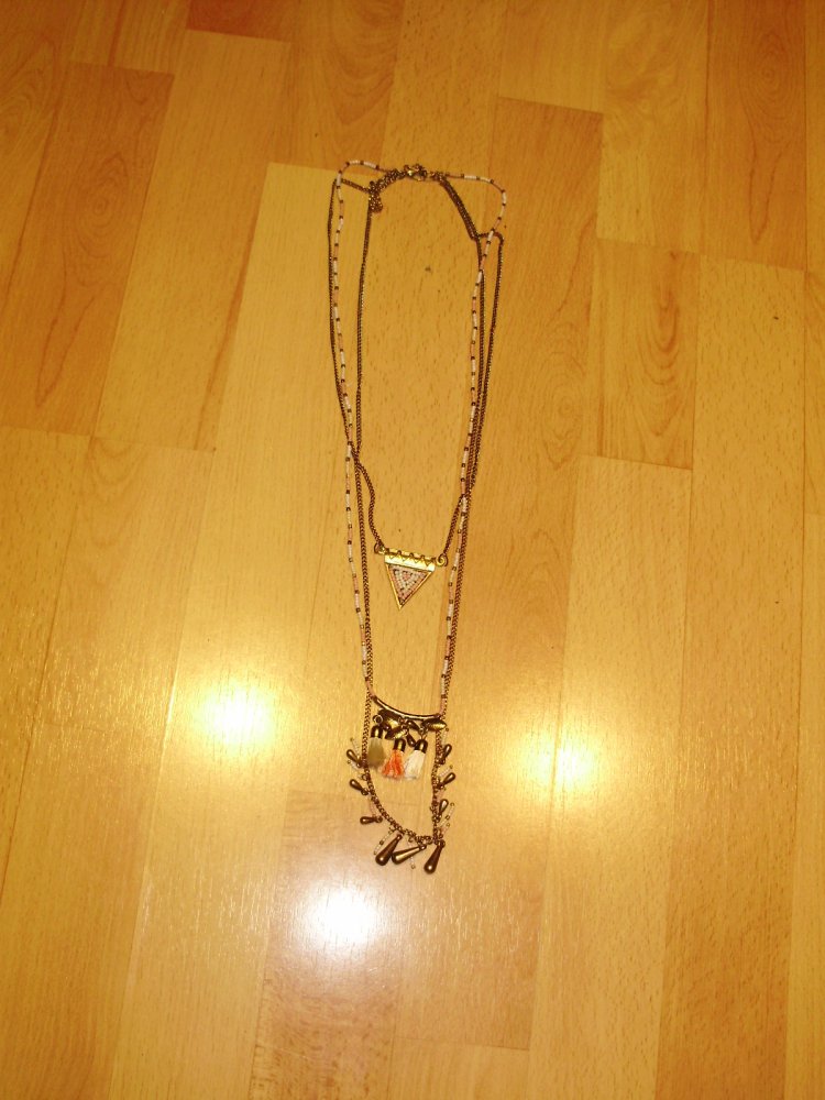 Kette dreireihig golden bunt NEU