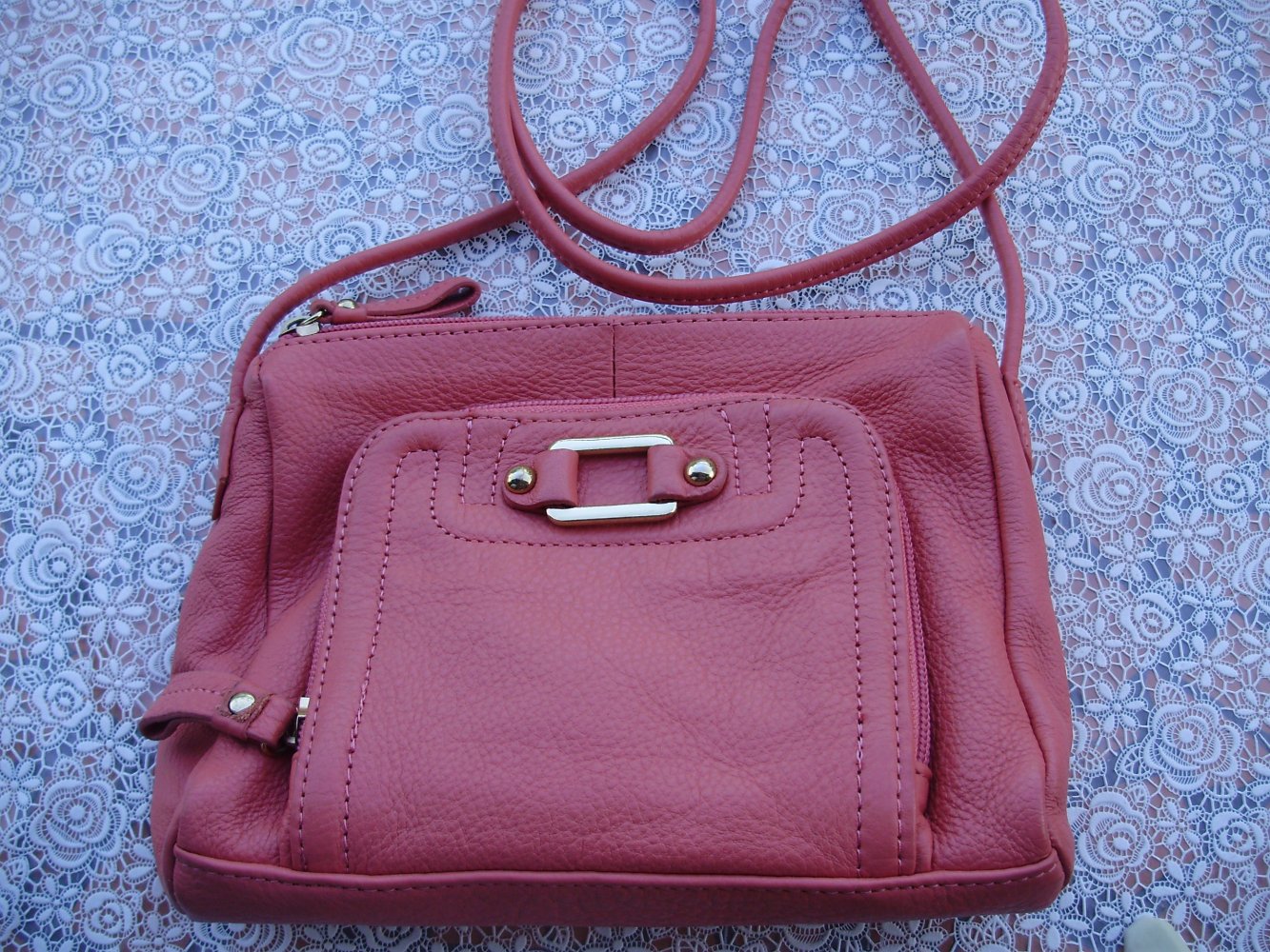 Echt Leder Tasche cross- bag lachsfarben