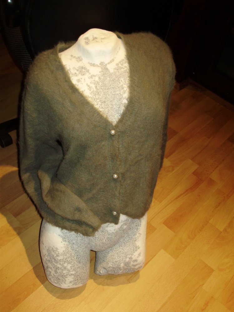 H&M Cardigan kuschel Perlenknöpfe khaki S