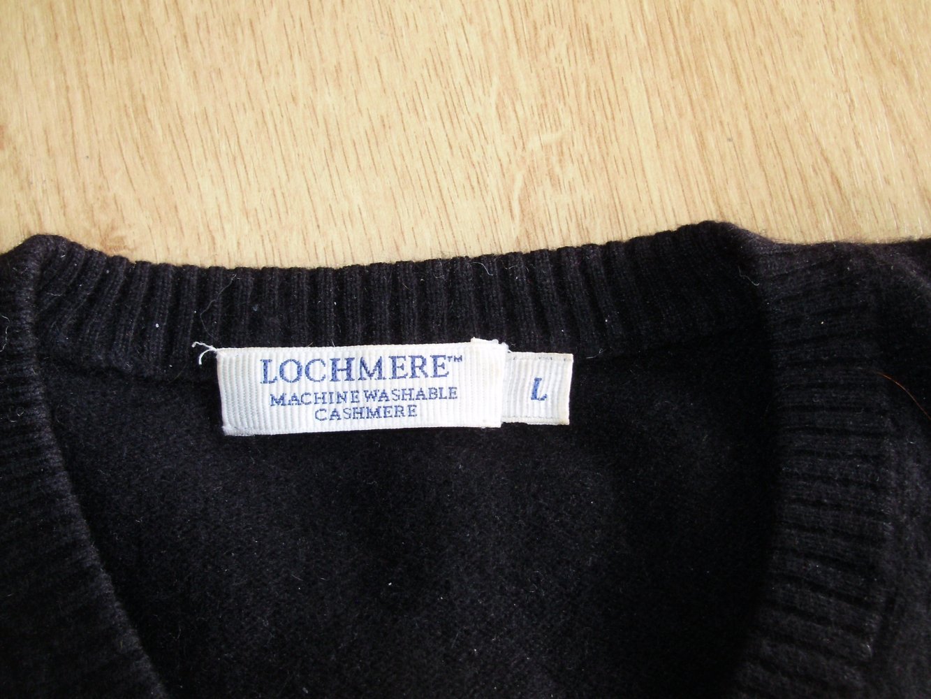 Lochmere Long Pullover schwarz V-Ausschnitt 100% Kaschmir L