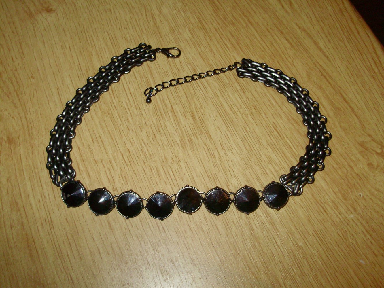 Pilgrim Kette Collier schawrz massiv Glitzersteine 50 cm