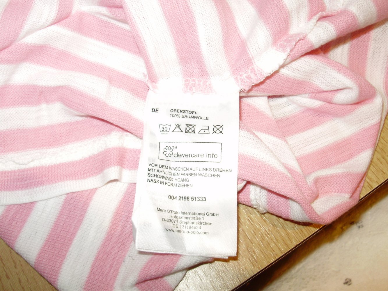 Marc O´Polo Feinstrick Shirt rosa-weiße Streifen S Baumwolle