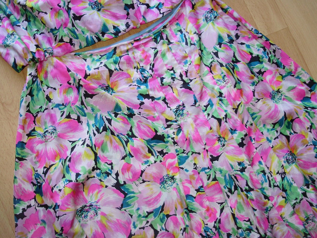 Bluse + Rock rosa bunt Seide Gr 40 passend Einzelteil