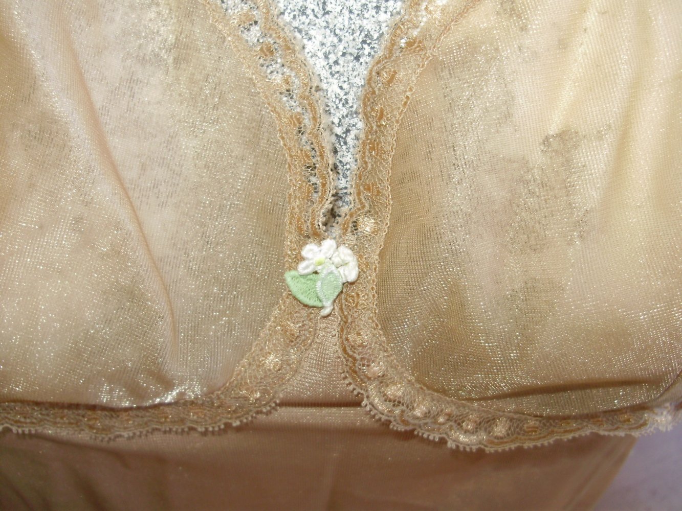 Triumph Neglige Unterkleid zartbraun Spitze Stickerei 42