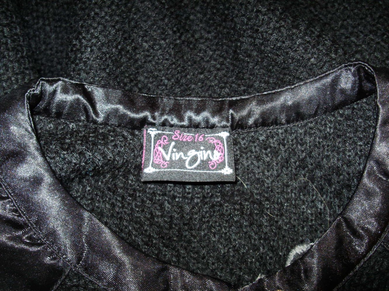 Strick Kleid Vingino schwarz Stickerei + APplikation S