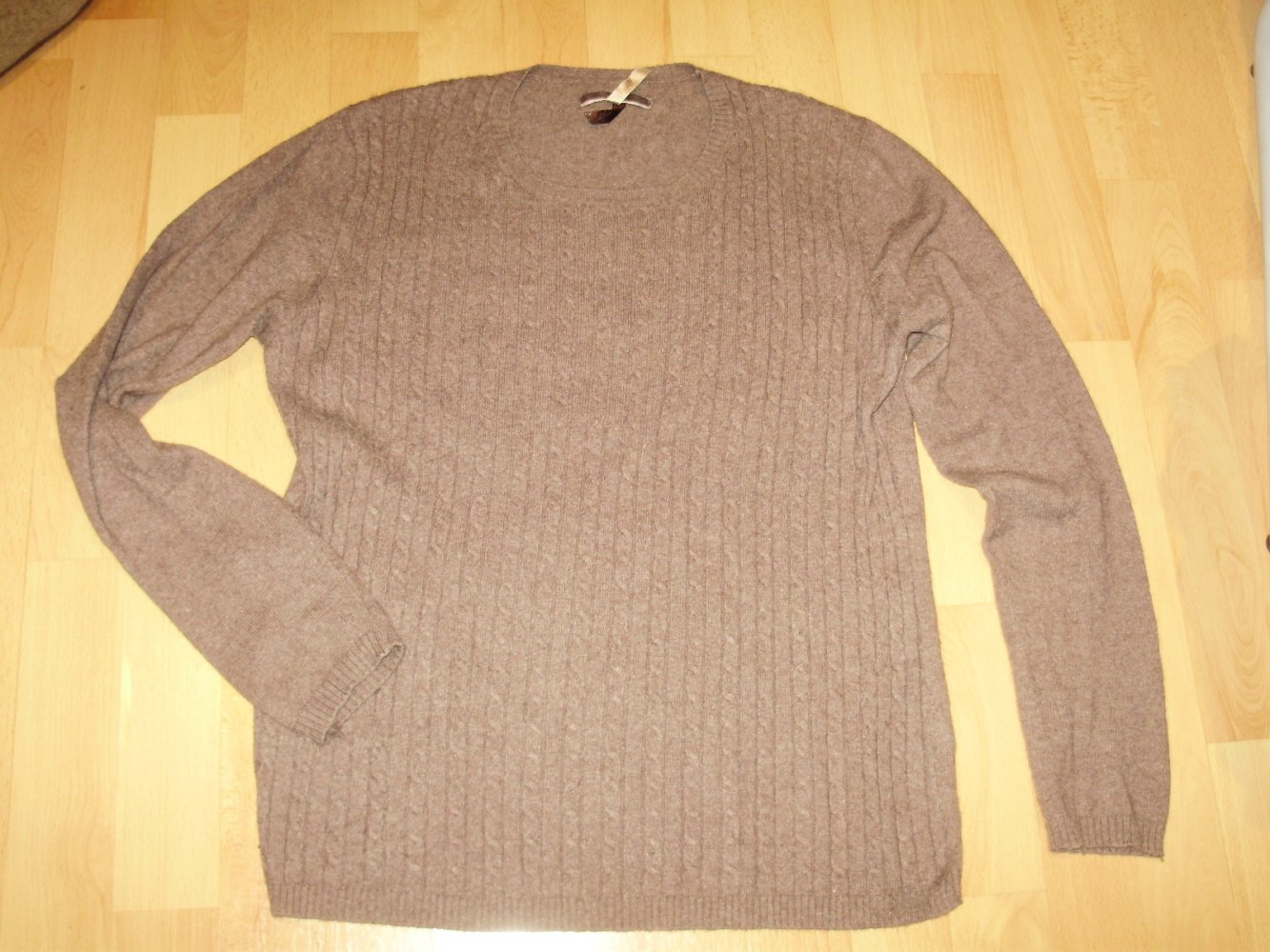 Jakes Pullover braun Zopfmuster BW Kaschmir Angora M / L