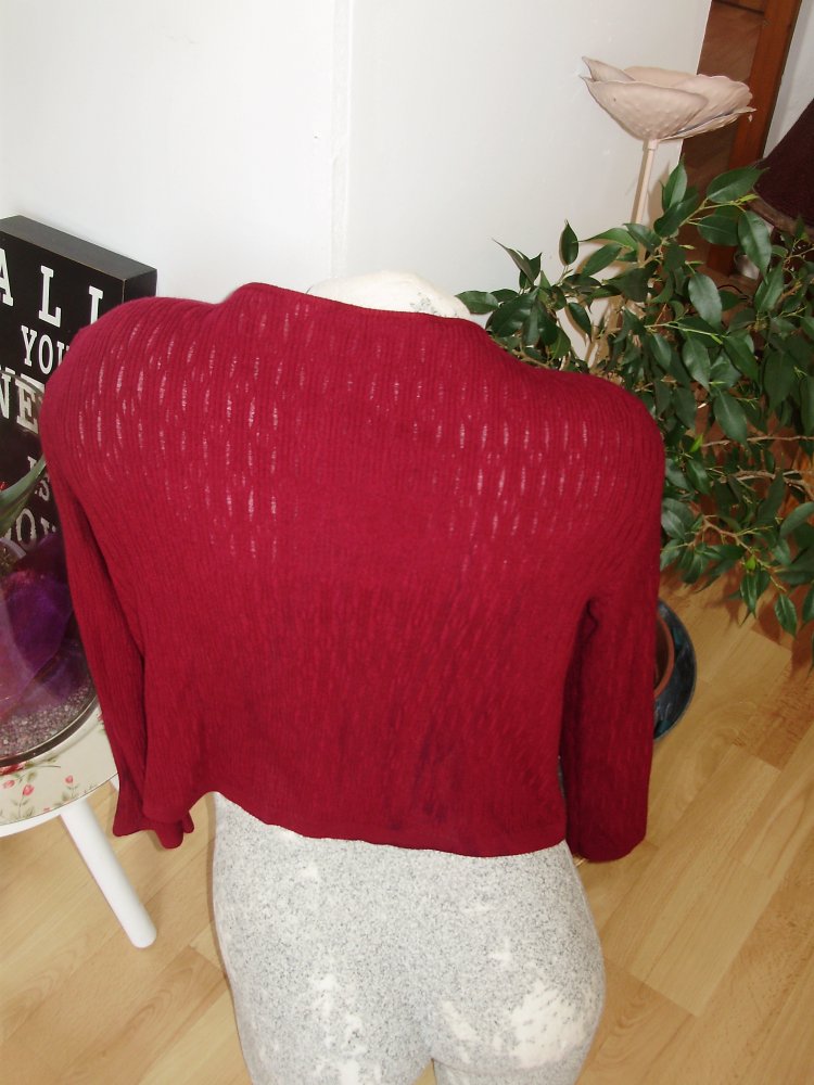 Max&Co kurzer Cardigan Leder echt mit Strick rot Gr M wie neu