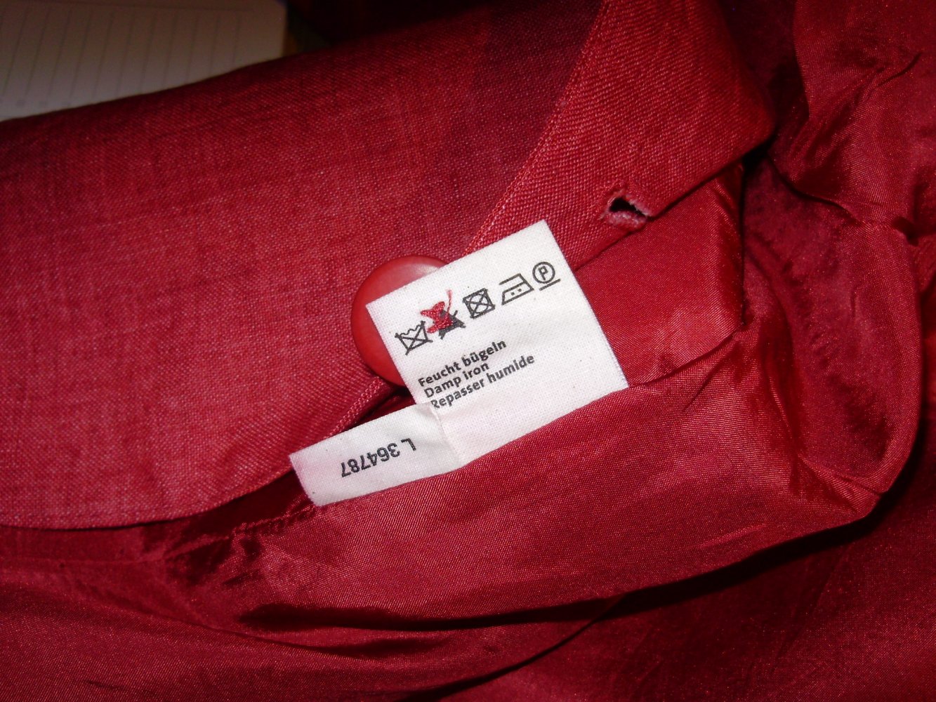 Hess natur 100% Leinen Rock rot gefüttert midi 36