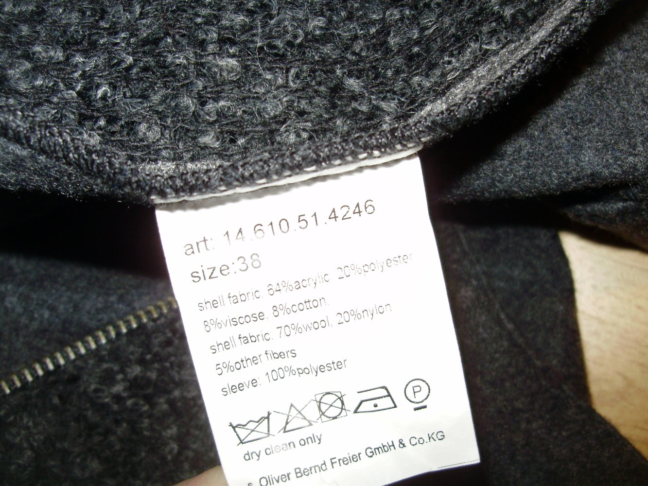 s. oliver Jacke dunkelgrau kuschelig warm Gr 38