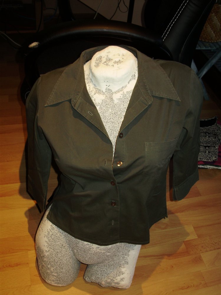 Esprit Bluse khaki olivefarben Knöpfe Stretch Gr S