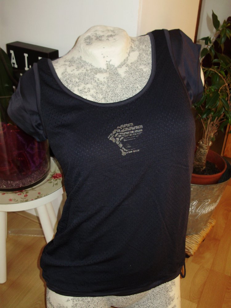 Versace Sport Top dunkelblau zweilagig ausgefallen exklusiv Gr. XL keine Mängel!