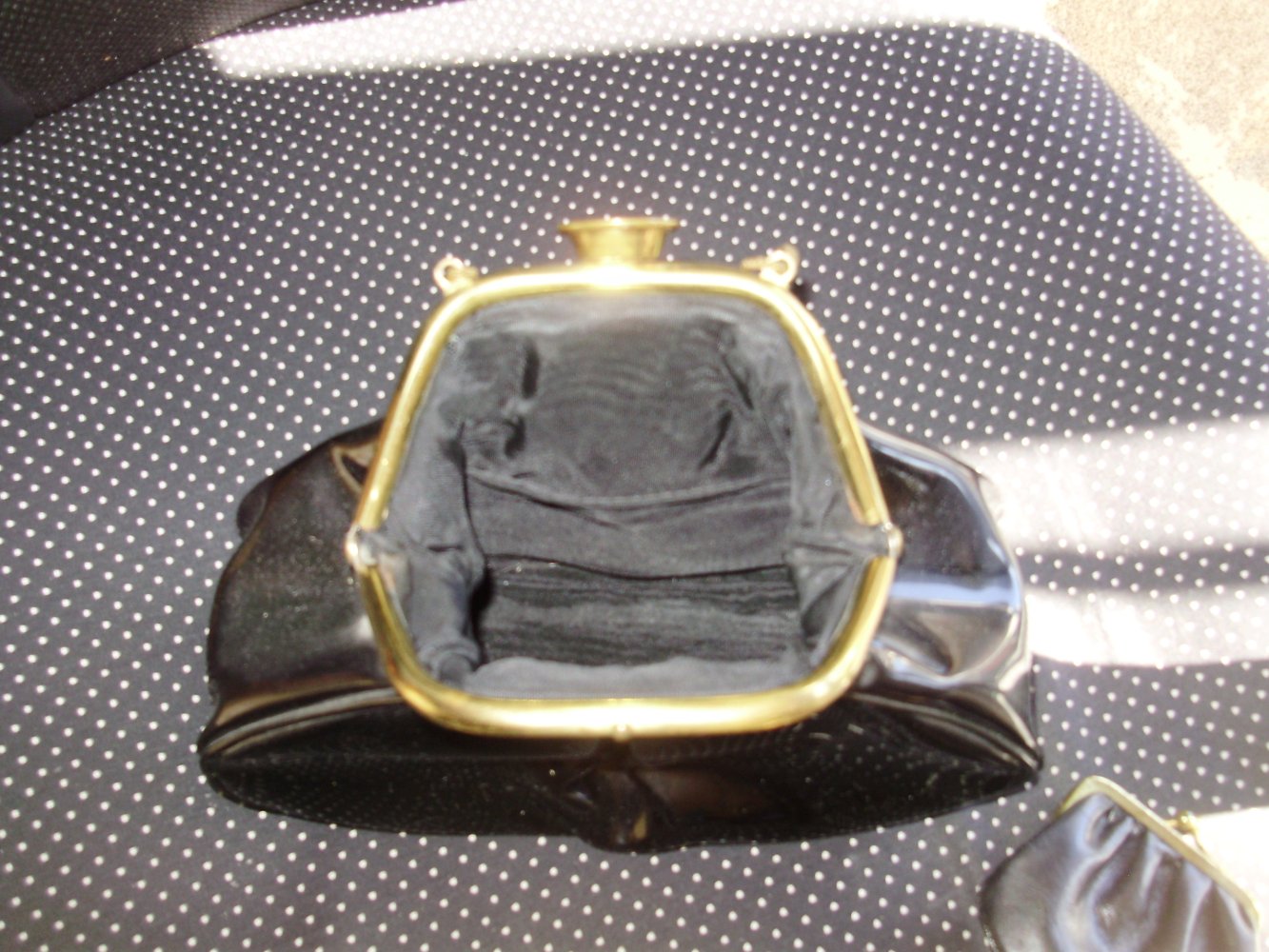 Vintage Tasche schwarz Leder Kettenhenkel