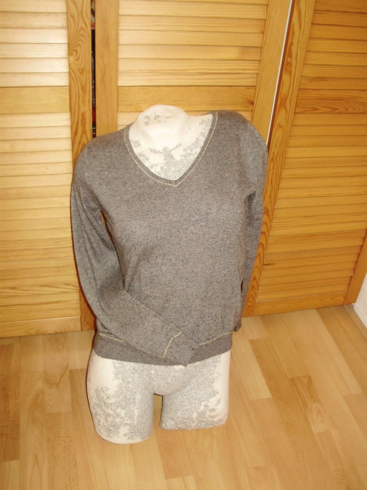 Louise Orop Pullover grau superweich V-Ausschnitt S/M