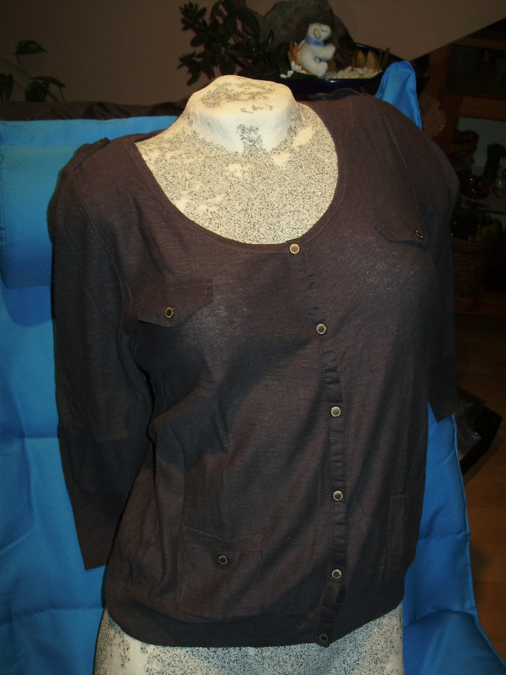 s. oliver Cardigan Feinstrick grau Druckknöpfe BW Leinen? S