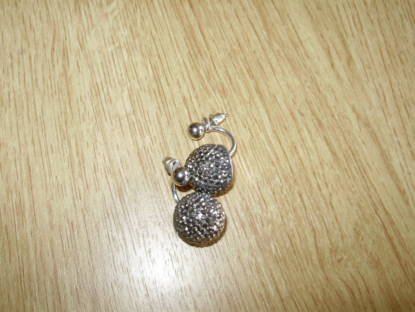 Ohrringe doppelt Kugel Glitzer silber NEU