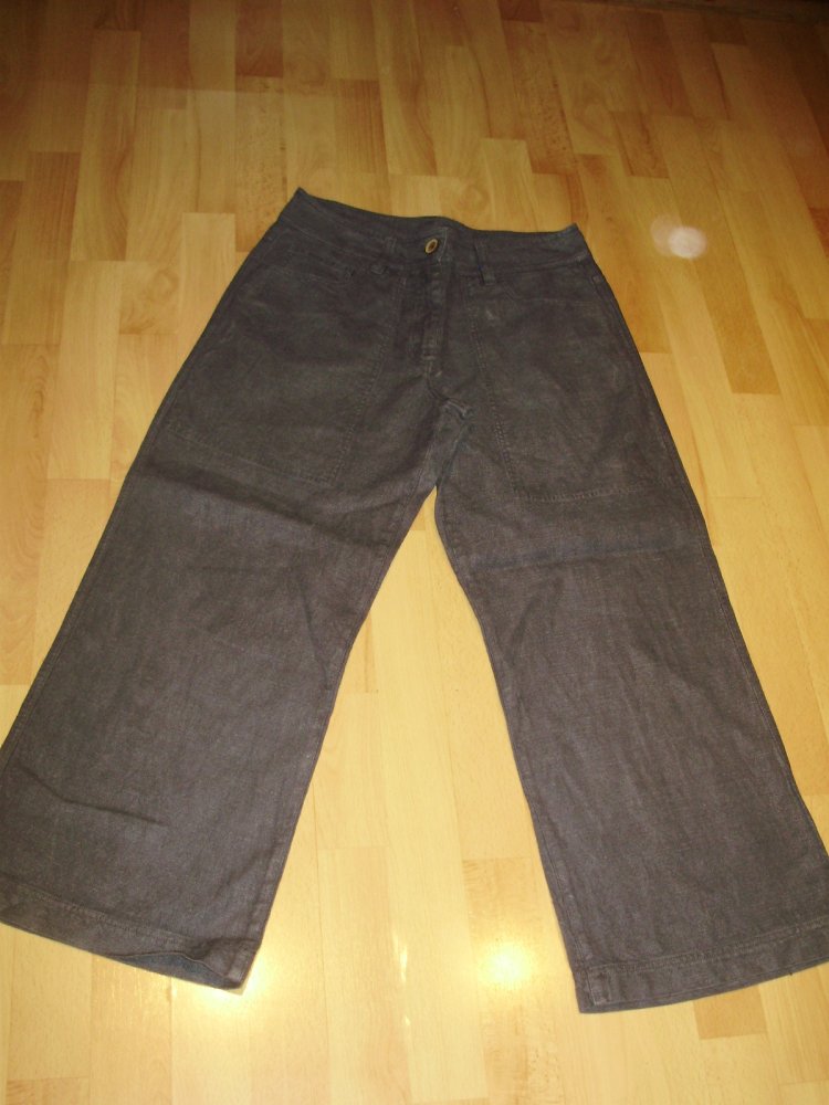 Hempage Hose grau weit Leinen Hanfgarn M