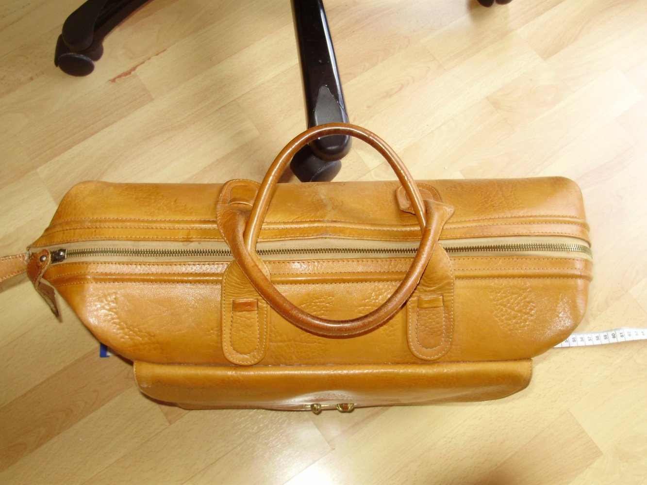 Vintage Echt Leder Weekender Tasche braun ausgefallen