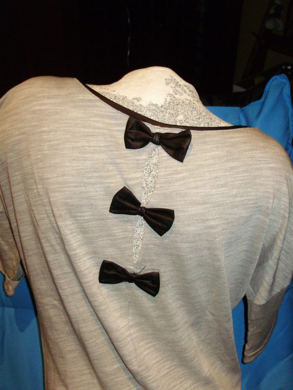 Promod Shirt hellgrau Lederschleifen S