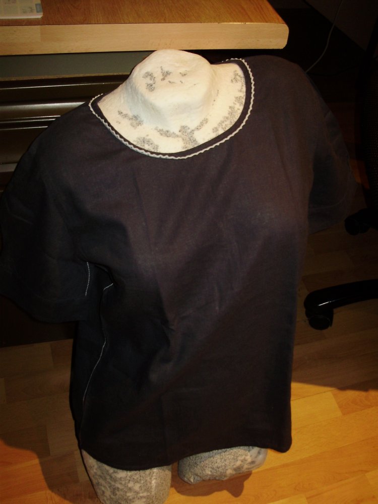 Hempage Bio Öko Oberteil dunkelblau Zackenlitze S