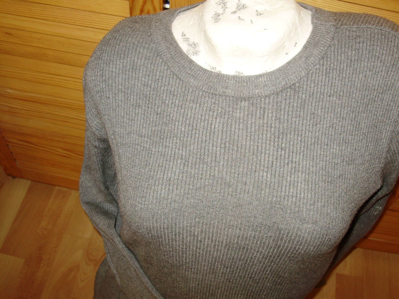 Vila Pullover grau Rippen Gr S