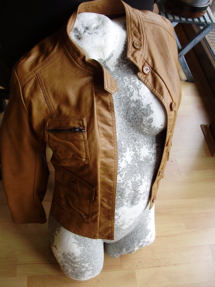 H&M Leder Imitat Jacke cognac braun 36