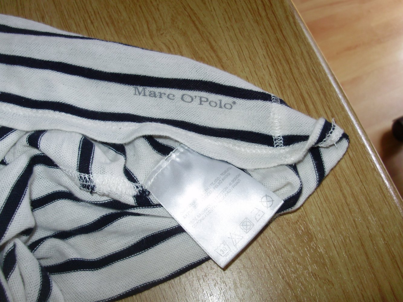 Marc O´Polo Shirt Feinstrick Baumwolle beige blau Streifen S