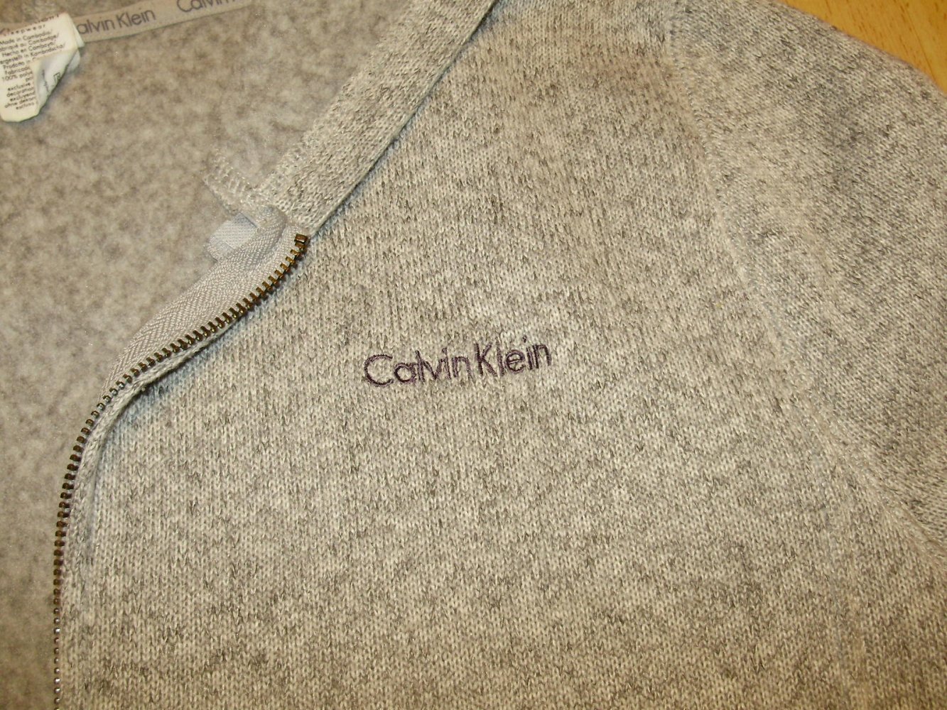 Calvin Klein Sweat Jacke Kapuze grau kuschelig angerauht L NEU