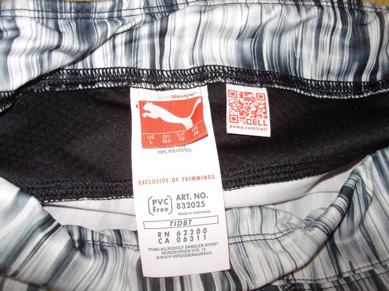 Puma 7/8 Leggings schwarz weiß Muster XS / S passend