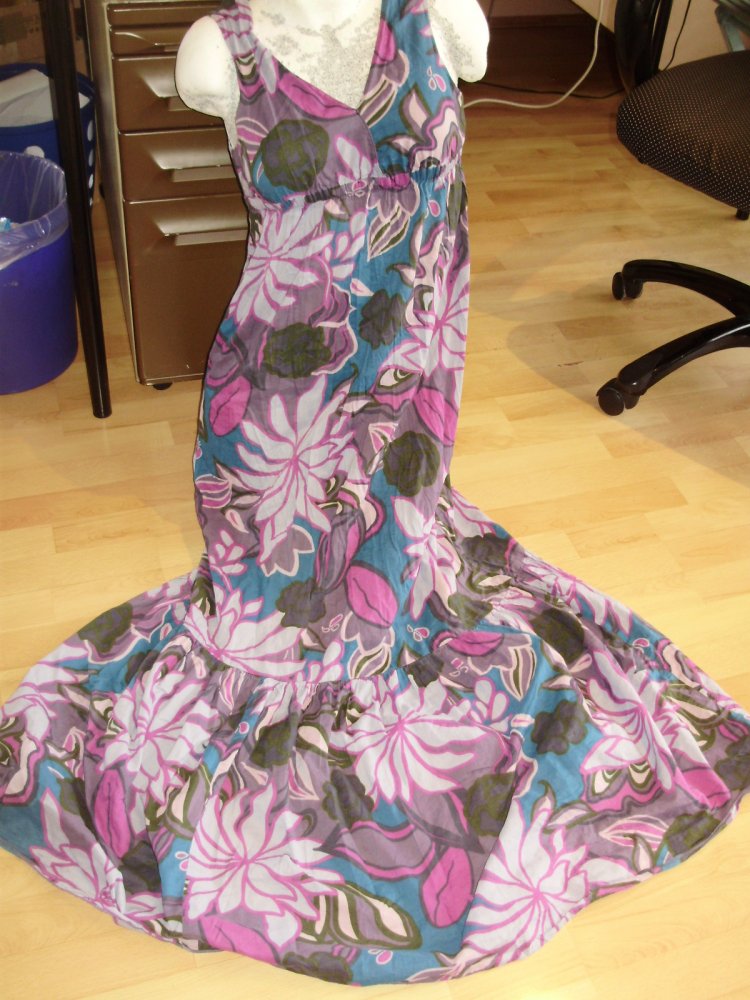 Sisley Maxi Kleid lila pink bunt S M passend