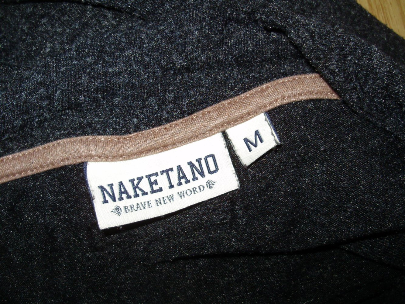 Naketano Jacke grau meliert Wasserfall schräg verlaufender RV M