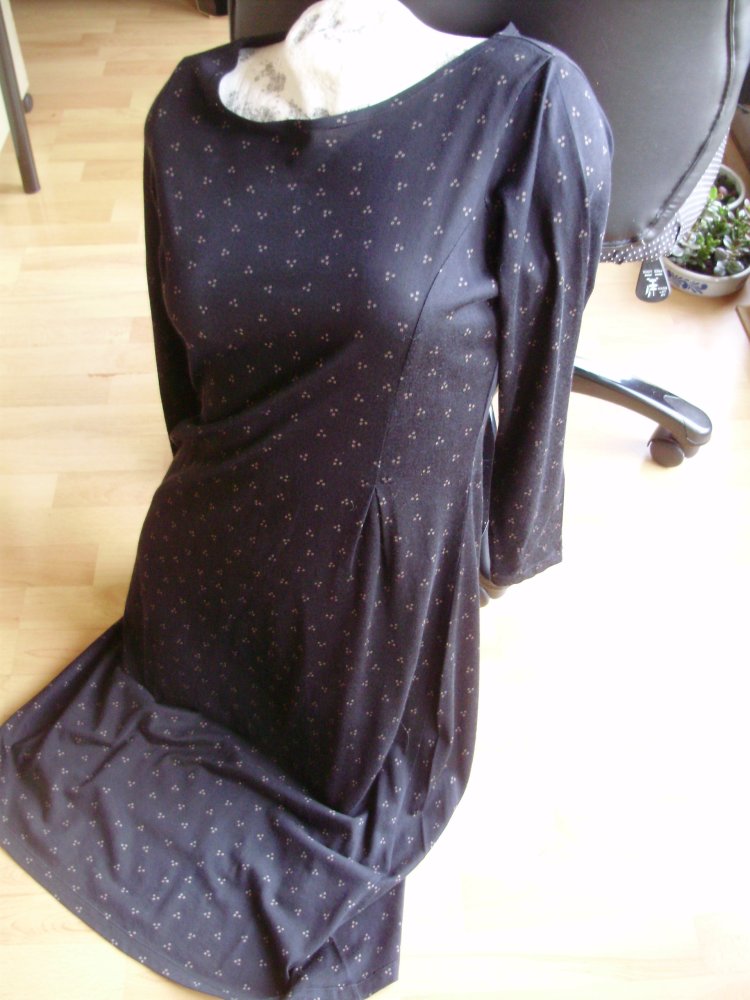 Gudrun Sjöden Kleid LA BW / Seide schwarz Muster midi S