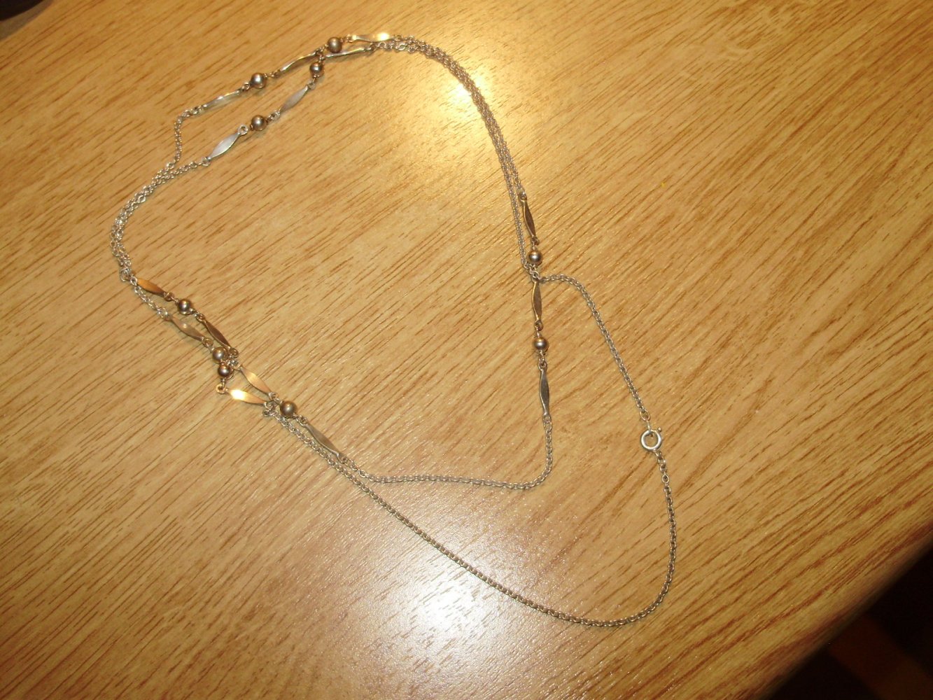 Kette 835 Silber Perlen silber 91 cm lang alt