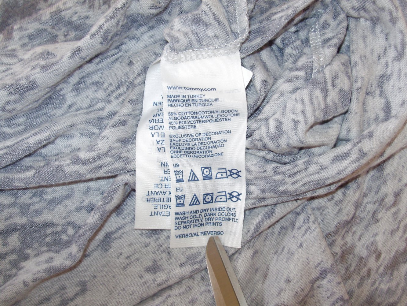 Tommy Hilfiger Shirt leicht locker grau blau Gr L