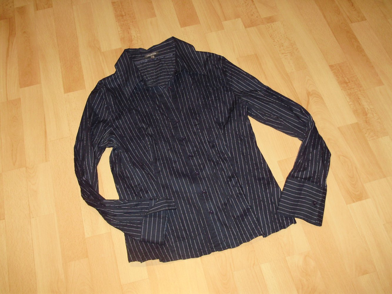 Street one Bluse dunkelblau feine weiße Längsstreifen edel Gr 40