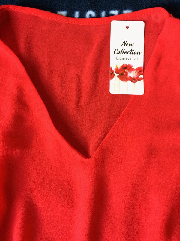 Rote Bluse mit Schleife zum Binden, Gr. S