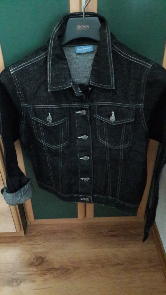 Schwarze Glitzer Jeans-Jacke  Gr. S