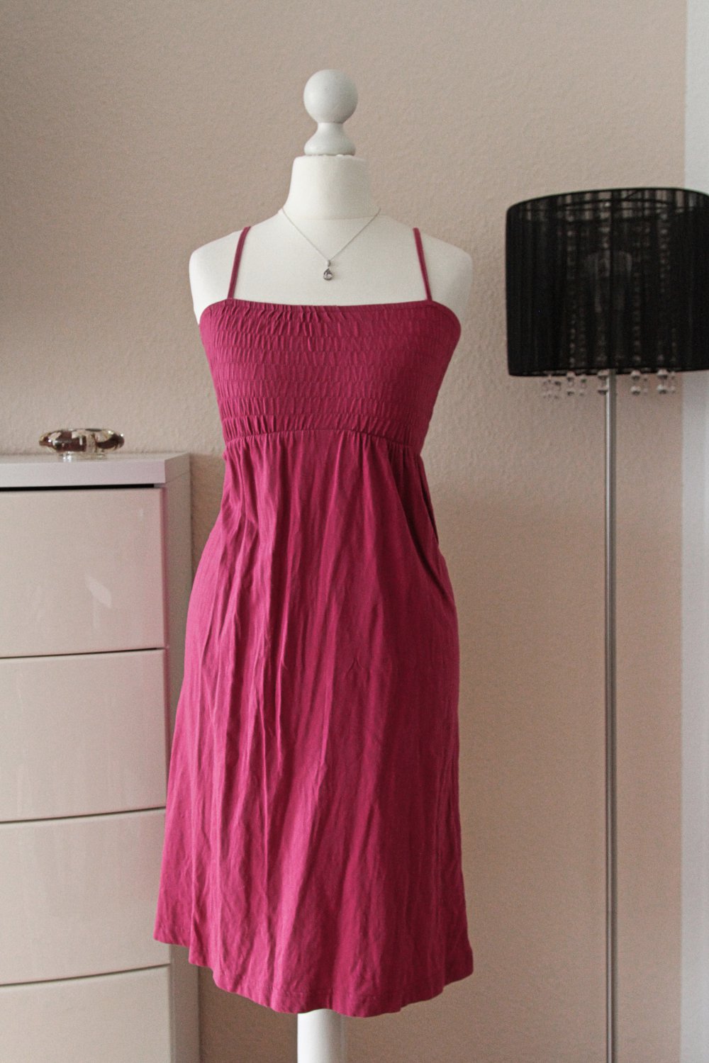 Kleid pink rosa beere 34 XS knielang Strandkleid