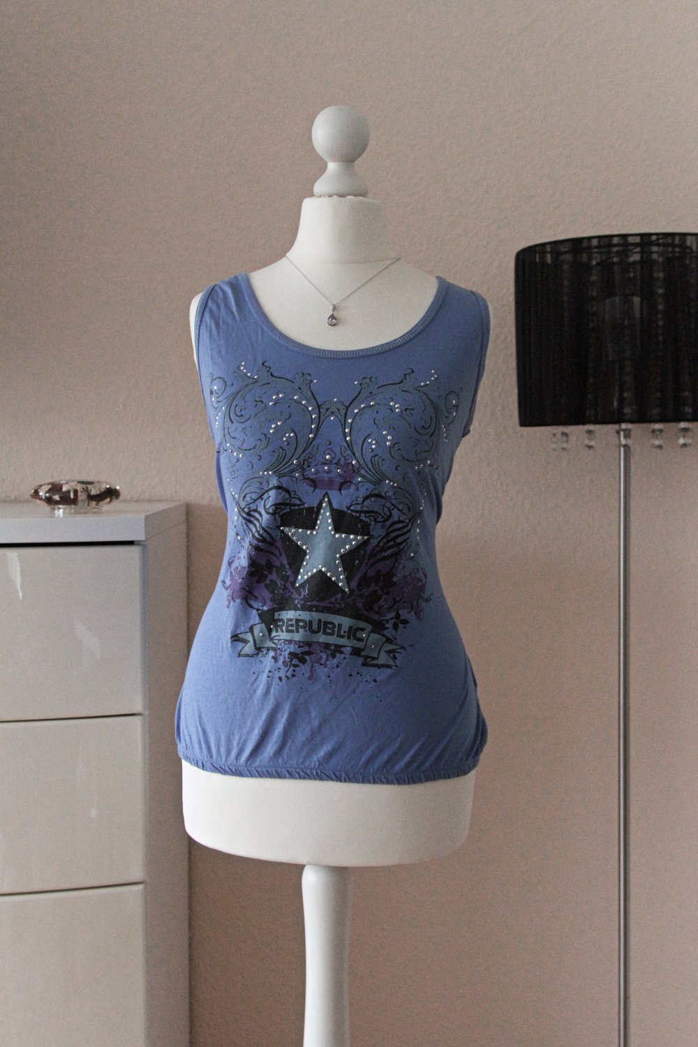 Top mit Band Strasssteinchen Strasssteine Stern Schnörkel