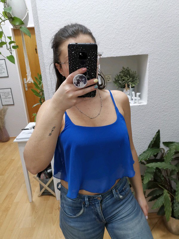 Cropped top Bauchfrei Volant royal blau NEU