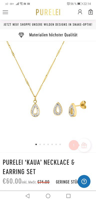 Purelei set Kette und Ohrringe Silber