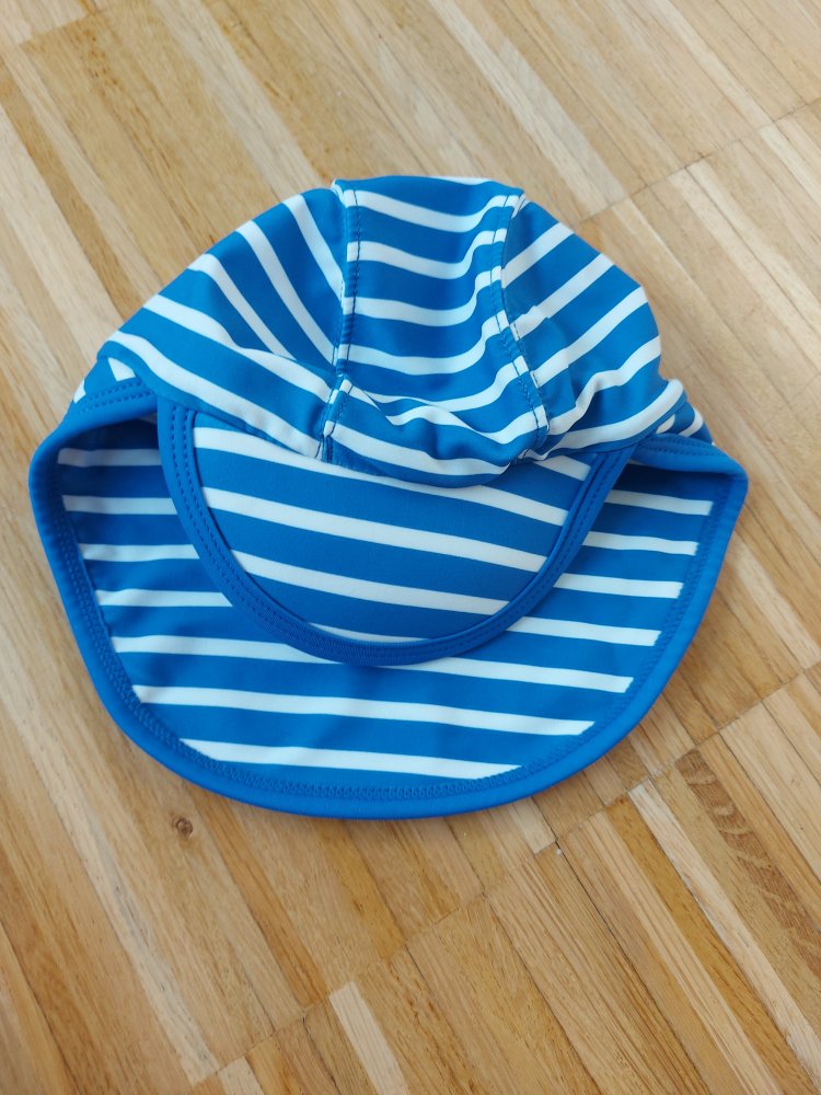 blau-weiß gestreifter Sommerhut mit Nackenkrempe für Babys UV-Mütze