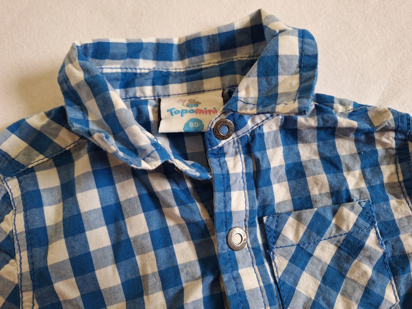 langärmliges blau-weiß kariertes Baby-Hemd, Gr. 80 Oktoberfest