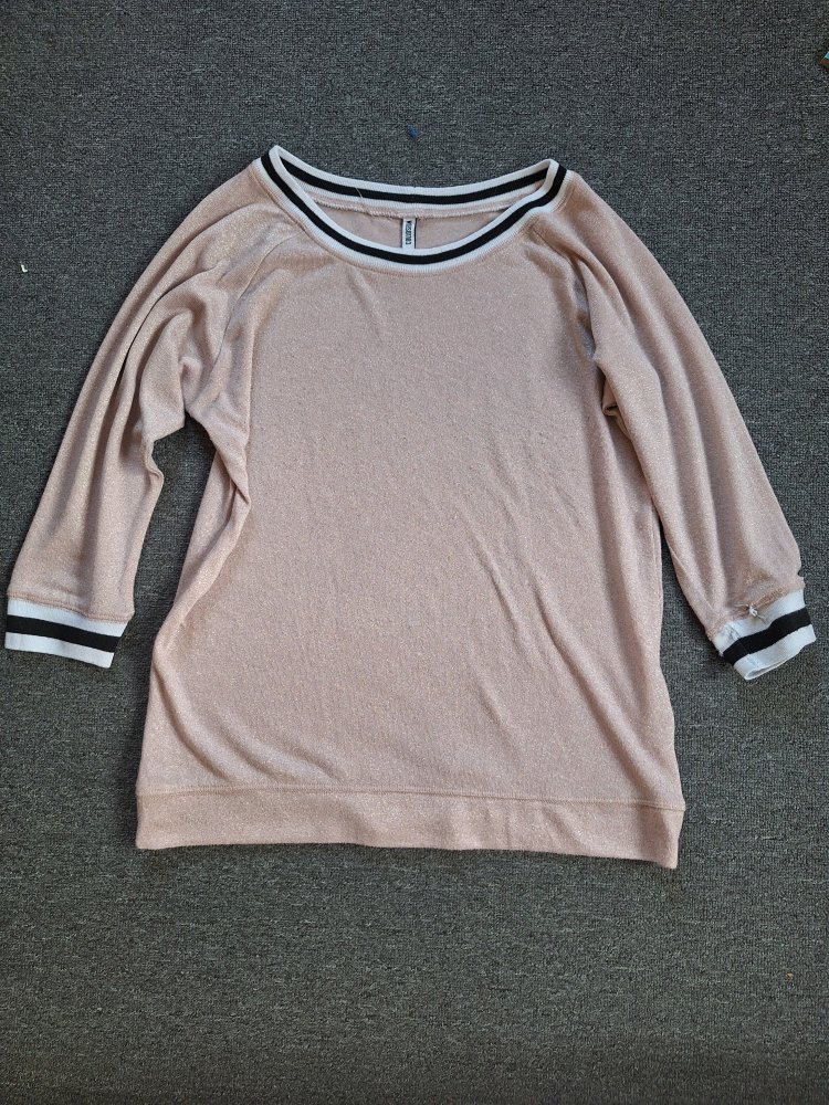 rosafarbener Glitzerschimmer Collegepulli Gr. L 3/4 V TP Amy Nude