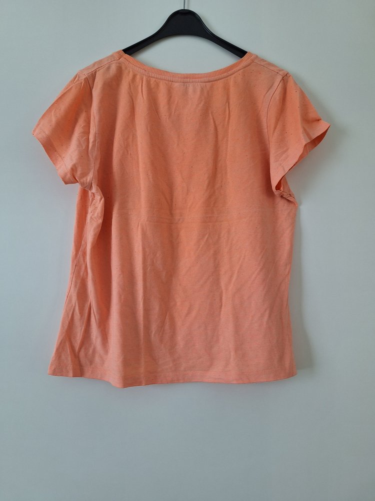 Orangefarbenes T-Shirt mit Eule Life's a hoot, Gr. 40/42