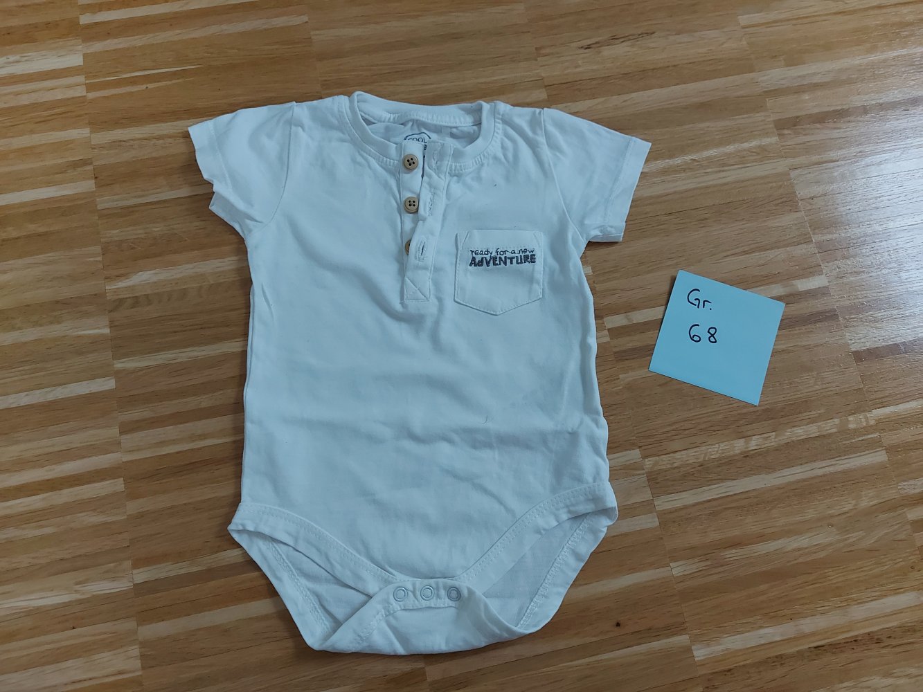 weißer Kurzarmbody ready for a new adventure Gr. 68