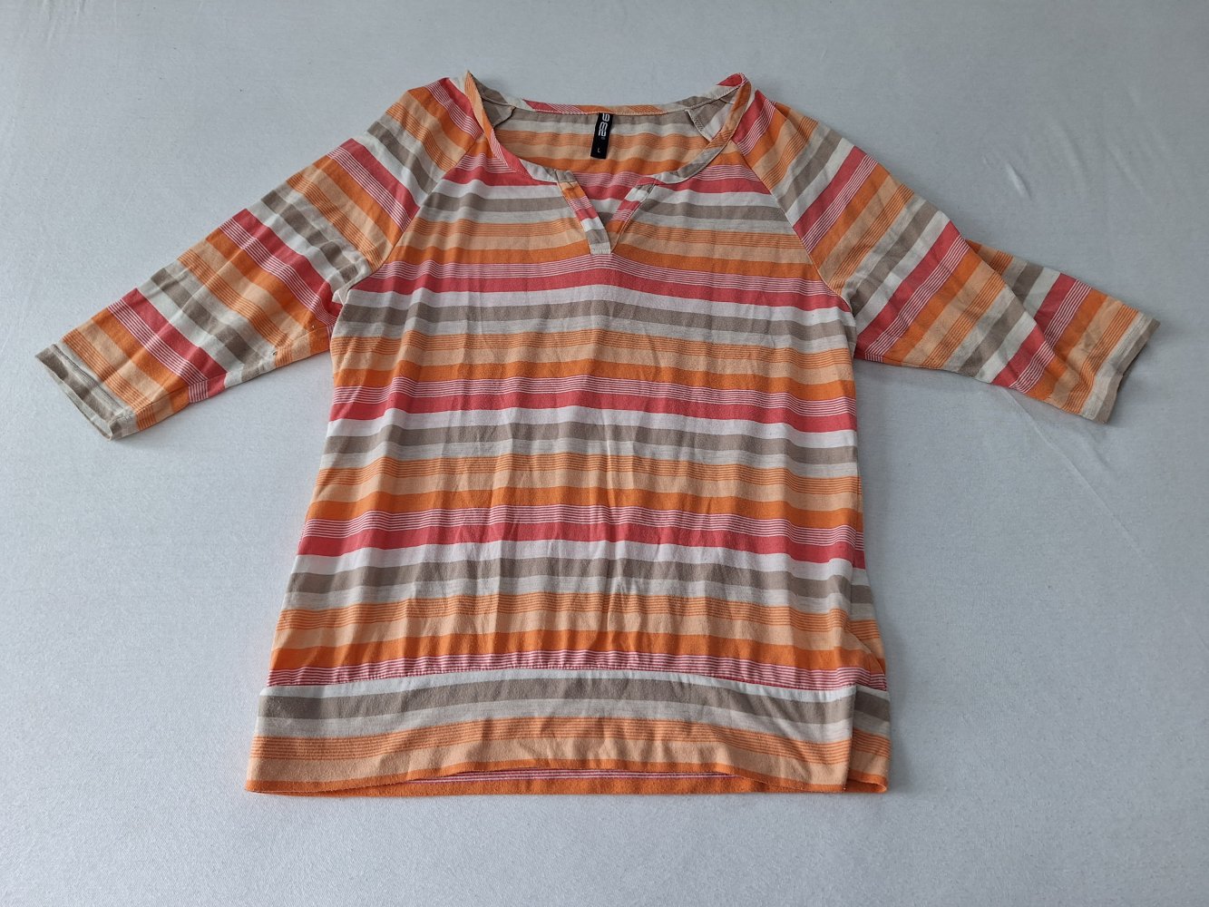 Apricot-beige gestreiftes Blusenshirt Gr. L Frühling