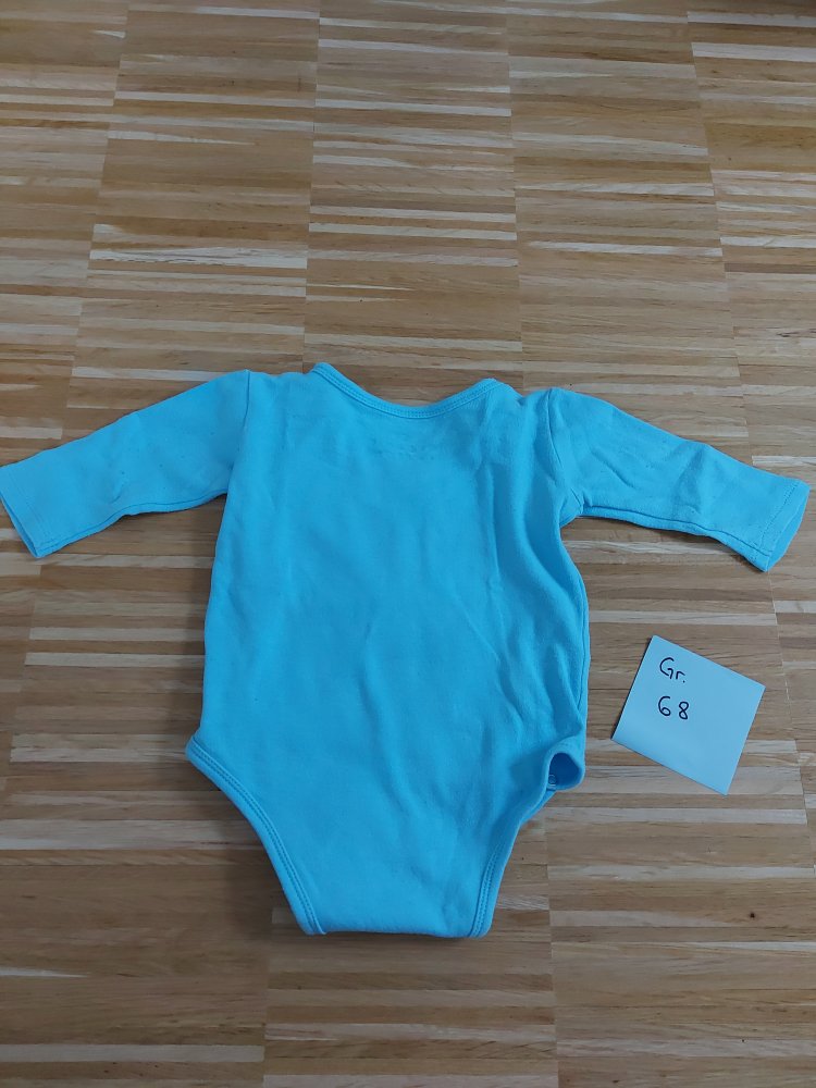 blauer Langarm-Wickelbody mit Elefantenmotiv 