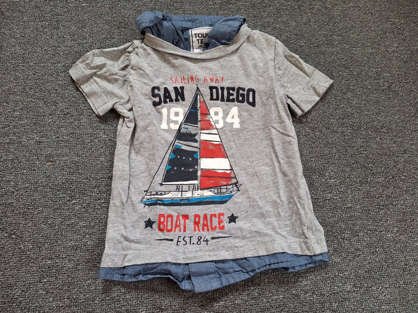 kurzärmliges Polo-Shirt, Polohemd mit Segelboot Gr. 104